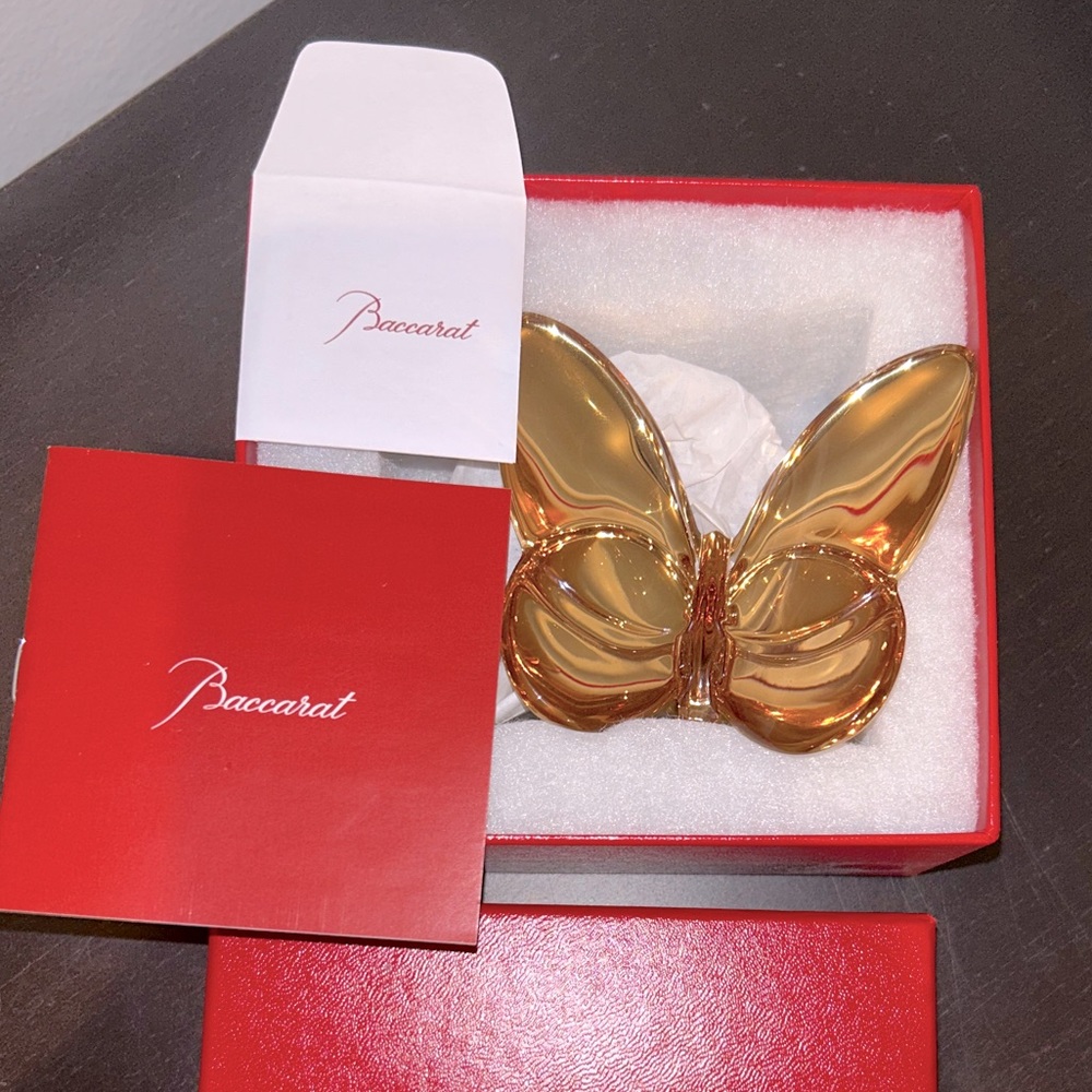 Baccarat papillon Porte-bonheur gilded butterfly baccarat gold lucky butterfly